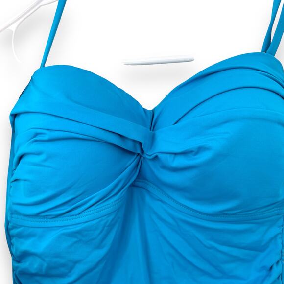 NEW Anne Cole Twist Front Halter One Piece Swimsuit Size 6 Cerulean Blue Bandeau - Picture 4 of 12
